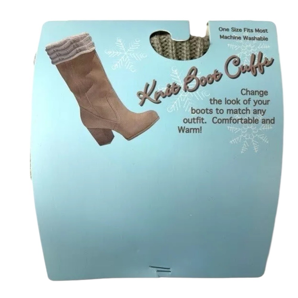 Karen Carson Creations Knit Boot Cuffs OS Grey‎ Ribbed Openwork Cozy Warm NEW